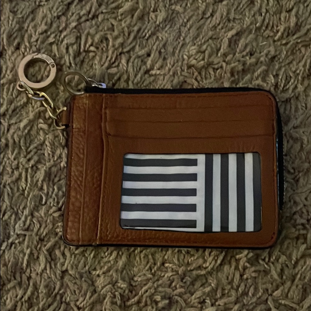 Brown Leather Card Holder with Key Ring